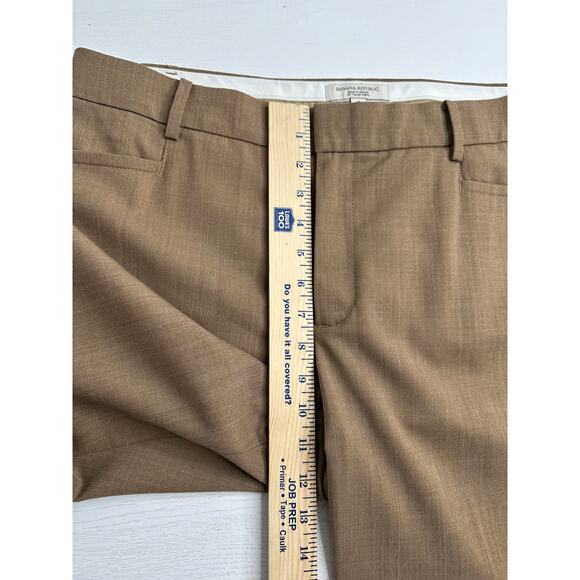 Banana Republic Italian Wool Trousers Tan Straight Leg High Waist Business 12 - Picture 9 of 10
